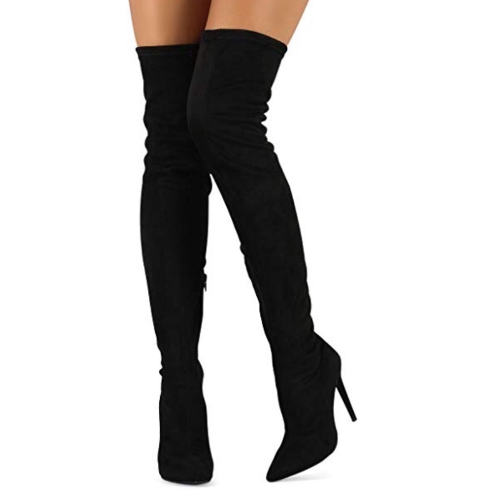 Suede over the knee thigh high stiletto boot